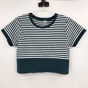 Offline By Aerie Striped Seamless Top Stretch Womens Size Large Green White NWOT